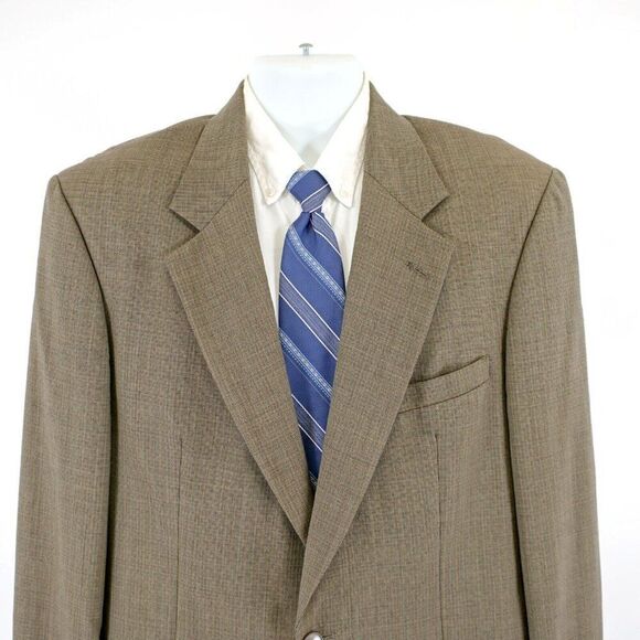 DAMAGED Land's End 42L Wool Check‎ Green Tan Red Windowpane Sport Coat 2 Button - Picture 1 of 14